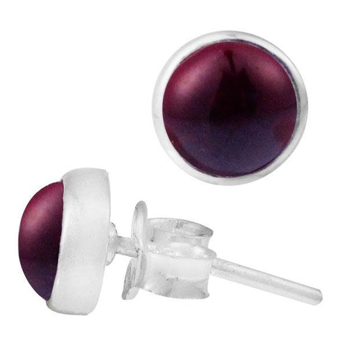 Ohrstecker Granat rot rund 6 mm 925er Sterling Silber Rand Stein Silberohrstecker - chic - net.de