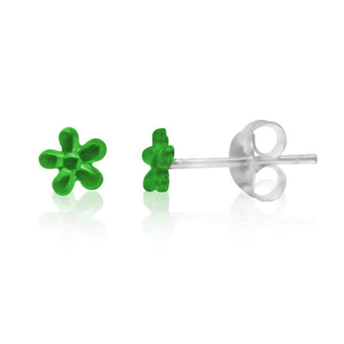 Ohrstecker grün Glaskristall 4 mm Ø Blume glitzernd 925er Sterlingsilber - chic - net.de