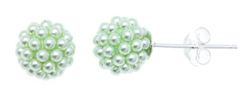 Ohrstecker grün rund Perlen Kugelohringe groß Kugelohrstecker 8 mm 925er Sterlingsilber - chic - net.de