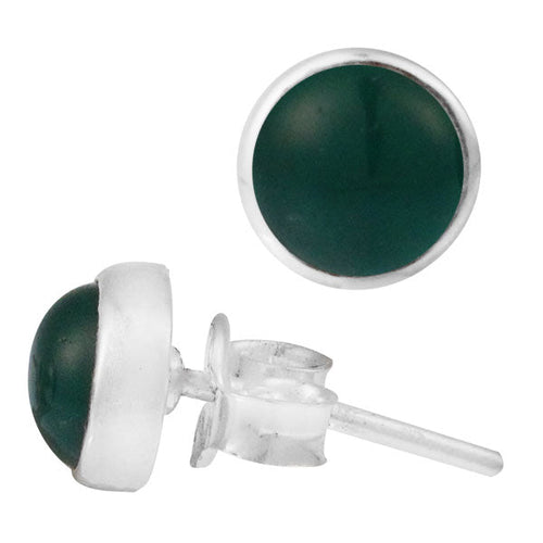 Ohrstecker Jade grün rund 8 mm 925er Sterling Silber Rand Stein Silberohrstecker - chic - net.de