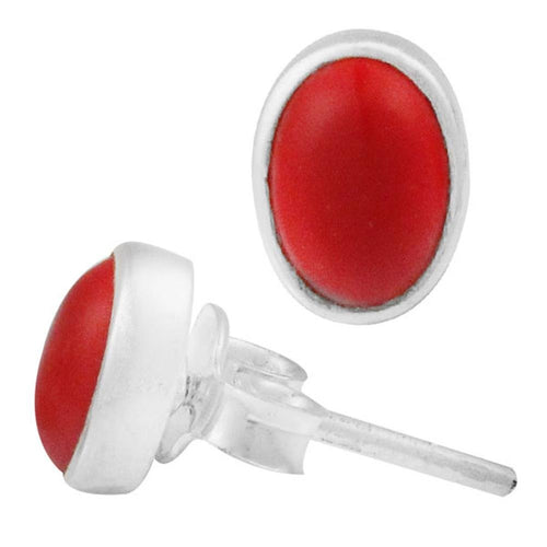 Ohrstecker Jaspis rot oval 8 mm 925er Sterling Silber Rand Stein Silberohrstecker - chic - net.de