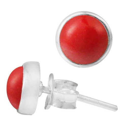 Ohrstecker Jaspis rot rund 6 mm 925er Sterling Silber Rand Stein Silberohrstecker - chic - net.de