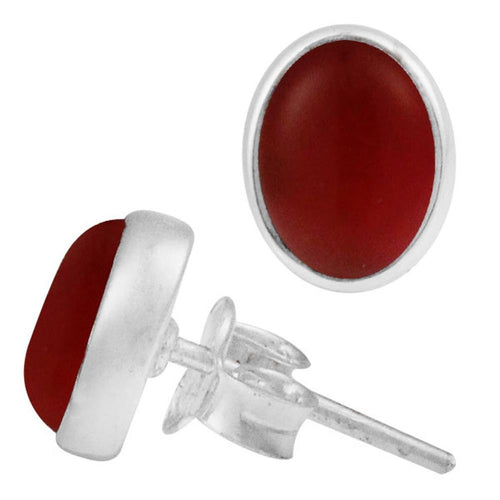 Ohrstecker Karneol rot oval 10 mm 925er Sterling Silber Rand Stein Silberohrstecker - chic - net.de