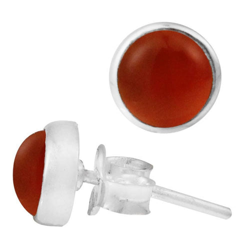 Ohrstecker Karneol rot rund 8 mm 925er Sterling Silber Rand Stein Silberohrstecker - chic - net.de