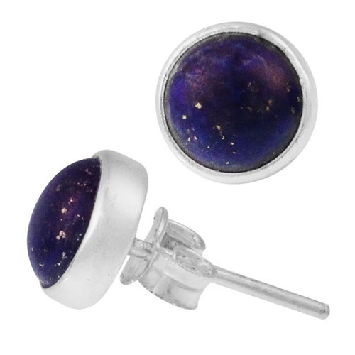 Ohrstecker Lapis blau rund 10 mm 925er Sterling Silber Rand Stein Silberohrstecker - chic - net.de