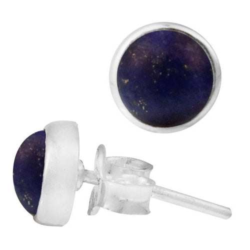 Ohrstecker Lapis blau rund 6 mm 925er Sterling Silber Rand Stein Silberohrstecker - chic - net.de