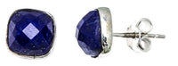 Cargar imagen en el visor de la galería, Ohrstecker Lapis Quadrat 8 mm 925er Sterlingsilber Rand facettiert gewölbt blau - chic - net.de
