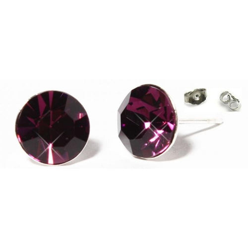 Ohrstecker Lila Violett Glas facettiert glitzernd 925er Sterlingsilber Glasohrstecker 10 mm - chic - net.de