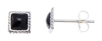 Load image into Gallery viewer, Ohrstecker Onyx Quadrat 6 mm Seilrand 925er Sterlingsilber schwarz unisex - chic - net.de
