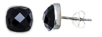 Load image into Gallery viewer, Ohrstecker Onyx Quadrat 8 mm 925er Sterlingsilber Rand facettiert schwarz gewölbt - chic - net.de
