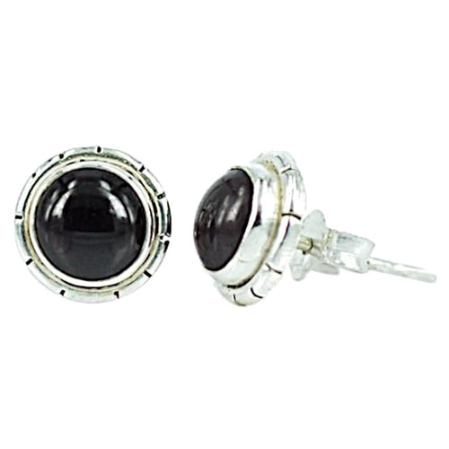 Ohrstecker Onyx schwarz rund 10 mm 925er Sterling Silber Kerben Rand diagonal - chic - net.de