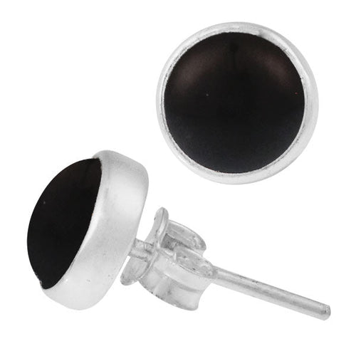 Ohrstecker Onyx schwarz rund 10 mm 925er Sterling Silber Rand Stein Silberohrstecker - chic - net.de