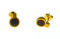 Load image into Gallery viewer, Ohrstecker Silber 925 vergoldet crushed Stein Mix rund - chic - net.de
