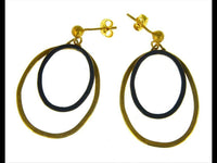 Load image into Gallery viewer, Ohrstecker Silber 925 vergoldet Ellipsen gold schwarz - chic - net.de
