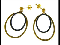 Load image into Gallery viewer, Ohrstecker Silber 925 vergoldet Ellipsen gold schwarz - chic - net.de

