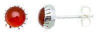 Cargar imagen en el visor de la galería, Ohrstecker Silber Rand Karneol rot rund 3,5 mm 925er Sterling Silber Stein Silberohrstecker - chic - net.de
