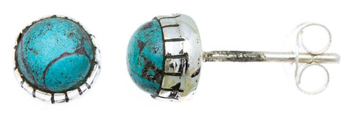 Ohrstecker Silber Rand Türkis rund 3,5 mm 925er Sterling Silber Stein Silberohrstecker - chic - net.de