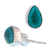 Load image into Gallery viewer, Ohrstecker Türkis Tropfen 8 mm 925er Sterling Silber Rand Stein Silberohrstecker - chic - net.de
