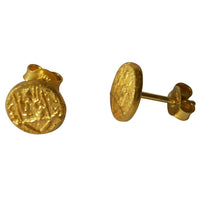 Load image into Gallery viewer, Ohrstecker vergoldet 925 Silber Scheibe uneben 9mm - chic - net.de
