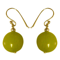 Load image into Gallery viewer, Damenohrringe hellgrün Katzenauge, rund flach 925 Sterlingsilber
