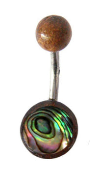 Cargar imagen en el visor de la galería, Organic Abalone Tamarind Holz braun bunt Bauchnabelpiercing Scheibe Bananenpiercing Edelstahl - chic - net.de
