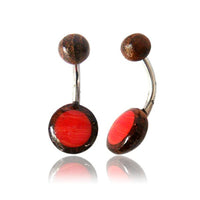 Cargar imagen en el visor de la galería, Organic Koralle Tamarind Holz braun rot Bauchnabelpiercing Scheibe Bananenpiercing Edelstahl - chic - net.de
