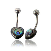Load image into Gallery viewer, Paua Abalone Bauchnabelpiercing Kugel Herz Bananenpiercing Edelstahl bunt schillernd - chic - net.de
