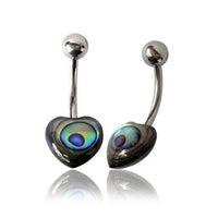 Load image into Gallery viewer, Paua Abalone Bauchnabelpiercing Kugel Herz Bananenpiercing Edelstahl bunt schillernd - chic - net.de
