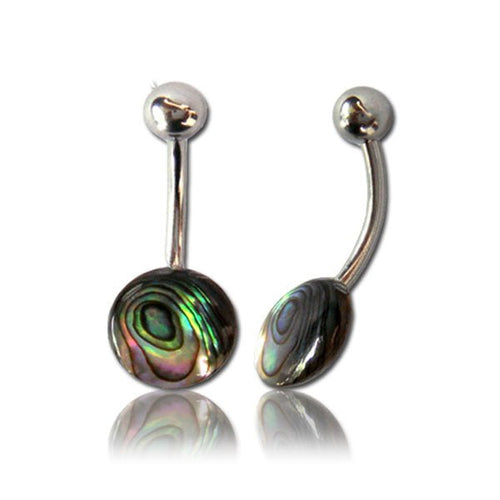 Paua Abalone Bauchnabelpiercing Kugel Scheibe Bananenpiercing Edelstahl bunt schillernd - chic - net.de