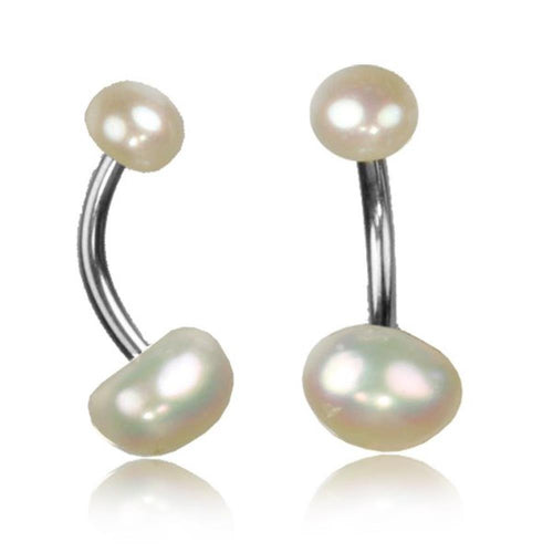 Perlen Bauchnabelpiercing Edelstahl Kugeln weiß lila 1,6 mm - chic - net.de