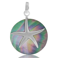 Load image into Gallery viewer, Perlmutt Anhänger 925 Sterling Silber bunt schillernd Seestern rund 24 mm - chic - net.de
