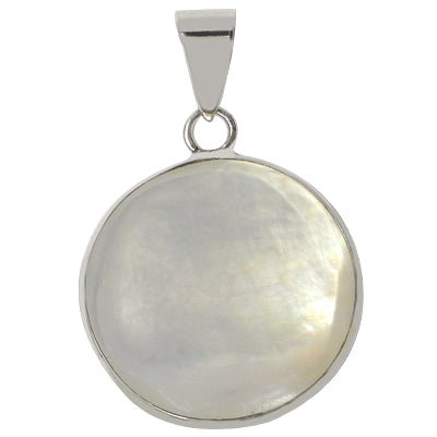 Perlmutt Anhänger kreisförmig 925er Sterlingsilber Perlmutt Rückseite mit Muster - chic - net.de