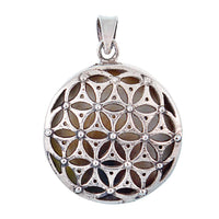 Load image into Gallery viewer, Perlmutt Anhänger kreisförmig 925er Sterlingsilber Perlmutt Rückseite mit Muster - chic - net.de
