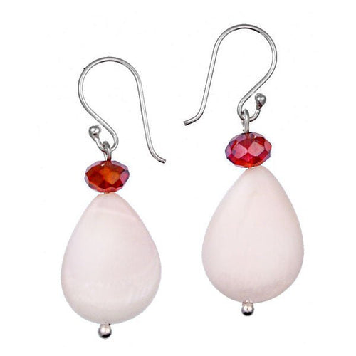 Perlmutt Perle weiß Silberohrringe Ohrringe Ohrhänger 925er Silber Damen Schmuck Glasperle rot - chic - net.de