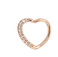 Load image into Gallery viewer, Piercing Edelstahl Ring für Nase Ohr Kristall Herz - chic - net.de
