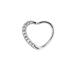 Load image into Gallery viewer, Piercing Edelstahl Ring für Nase Ohr Kristall Herz - chic - net.de
