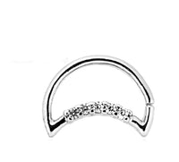 Cargar imagen en el visor de la galería, Piercing Edelstahl Ring für Nase Ohr Kristall Sichel - chic - net.de
