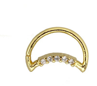 Cargar imagen en el visor de la galería, Piercing Edelstahl Ring für Nase Ohr Kristall Sichel - chic - net.de
