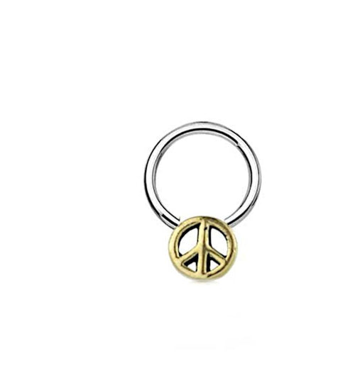 Piercing Klemmkugel Ring Brass Edelstahl Peace Zeichen - chic - net.de