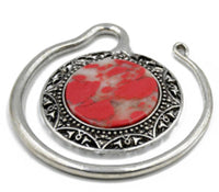 Load image into Gallery viewer, Piercing Ohrgewicht Brass Stern Stein rot 4,7mm Spirale - chic - net.de
