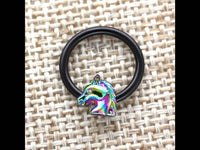 Load image into Gallery viewer, Piercing Ring Pegasus Pferd Edelstahl bunt schwarz 0.8mm - chic - net.de
