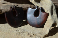 Load image into Gallery viewer, Pin Creolen Stick Ohrringe Holz Halbkreis 55mm breit - chic - net.de
