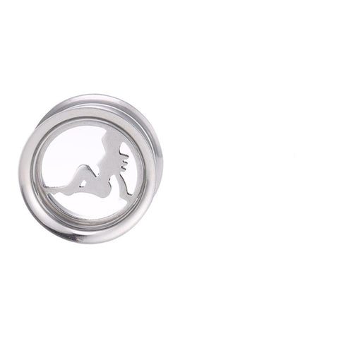 Tunnel Schraubplug Chirurgenstahl dünn silber Pin Up Girl