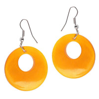 Load image into Gallery viewer, Resin Ohrringe bernsteinfarben Kreis Loch Creolen transparent Edelstahl - chic - net.de
