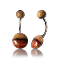 Cargar imagen en el visor de la galería, rot hell Organic Tamarind Holz zweifarbig Bauchnabelpiercing Scheibe Bananenpiercing Edelstahl - chic - net.de

