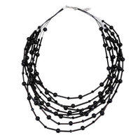 Load image into Gallery viewer, Schmuckset Damen Kette schwarz Steine Ohrringe Perlen rund 50 cm Karabiner - chic - net.de
