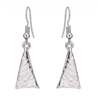 Cargar imagen en el visor de la galería, Schmuckset Ohrringe Kette Collier gerillt silbern Brass Dreieck Sichel - chic - net.de
