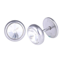 Load image into Gallery viewer, Schraubverschluss Fake Piercing Expander Edelstahl silberfarben großer Zirkonia Stein - chic - net.de

