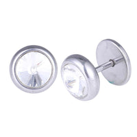 Load image into Gallery viewer, Schraubverschluss Fake Piercing Expander Edelstahl silberfarben großer Zirkonia Stein - chic - net.de
