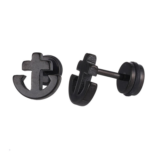 Schraubverschluss Fake Piercing Expander schwarz Anker Edelstahl - chic - net.de